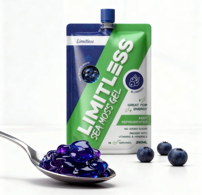 🫐 LIMITLESS BLUEBERRY SEA MOSS GEL 250ml – THE RECHARGER