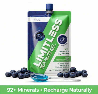 🫐 LIMITLESS BLUEBERRY SEA MOSS GEL 250ml – THE RECHARGER